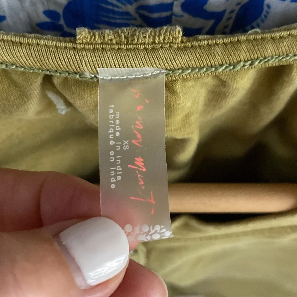 Free People chartreuse button-down jersey top size XS
